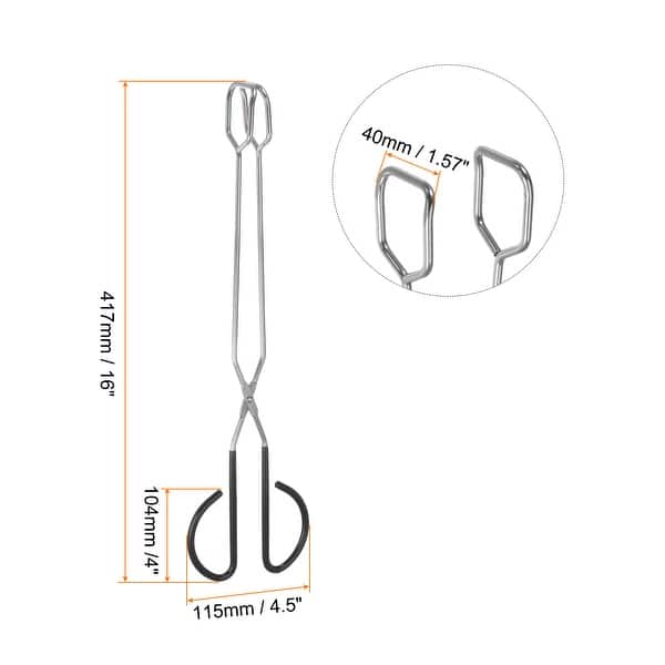 Stainless Steel Scissor Tongs 16" Barbecue Grilling Tongs with Black